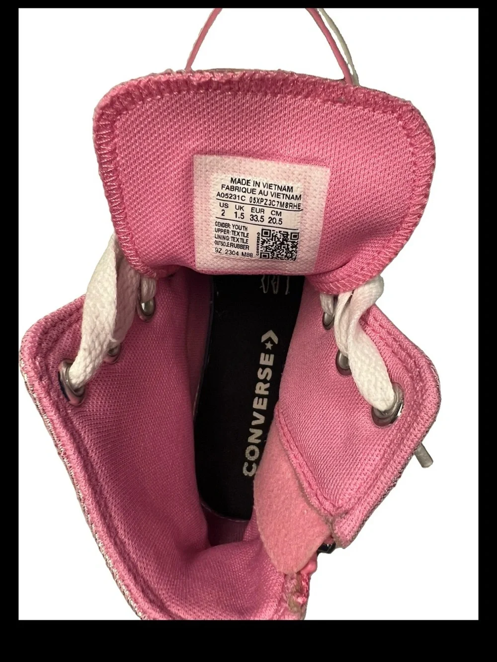 Converse Kids' Chuck Taylor All Star Lugged High TopSneaker Pink Glitter Size 2